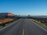 Straight Road in Utah and Arizona: A Dawn Landscape