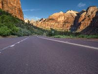 Straight Road Through the Serene Zion National Park, Utah