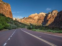 Straight Road Through the Serene Zion National Park, Utah