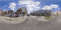 the panoramic image shows what streets look like in this part of berlin, germany