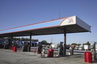 Suburban Gas Station in the USA on a Clear Day