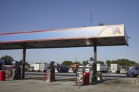Suburban Gas Station in the USA on a Clear Day