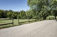 Suburban Road under a Clear Sky on a Bright Day