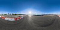 a 360 - view image of a racetrack where someone has been taken to practice their racing skills