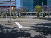 Sunny Day in Barcelona: Office Buildings Casting Shadows