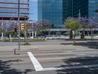 Sunny Day in Barcelona: Office Buildings Casting Shadows