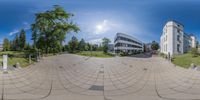 a 360 - view of the building is shown on a sunny day that's the perfect place to go