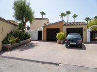 Sunny Day in a Parking Lot in a Residential Area