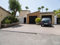 Sunny Day in a Parking Lot in a Residential Area