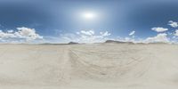 there is a photo taken looking at the landscape in this fisheye lens image, from a 360 - angle