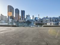 Sunny Morning at Harbourside Promenade: A Waterfront View