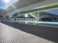 there is a bridge across the water in the city of arts and science, spain