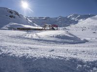 Sunny Winter Day on French Alps Mountain Road 001