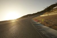 Sunrise in California, USA: Road Bathed in Yellow Sunlight