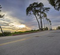 Sunrise on a Suburban Road in Santa Barbara, California