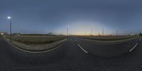 three circular panoramic images of a street at sunset time taken with an iphone