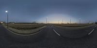 three circular panoramic images of a street at sunset time taken with an iphone