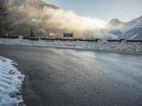 Swiss Alps: A Snowy Mountain Road in Winter