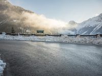 Swiss Alps: A Snowy Mountain Road in Winter