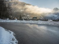 Swiss Alps: A Snowy Mountain Road in Winter