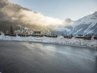 Swiss Alps: A Snowy Mountain Road in Winter