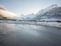 Swiss Alps: A Snowy Mountain Road in Winter