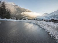 Swiss Alps: A Snowy Mountain Road in Winter