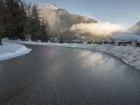 Swiss Alps: A Snowy Mountain Road in Winter