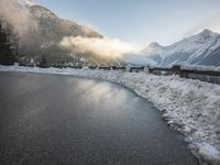 Swiss Alps: A Snowy Mountain Road in Winter