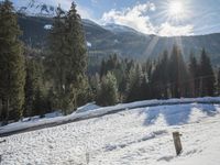 Swiss Mountain Range: A Snow-Covered Road