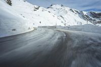 Switzerland Alps Mountain Road in Snow