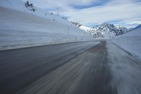 Switzerland Alps Mountain Road in Snow
