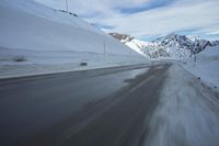 Switzerland Alps Mountain Road in Snow