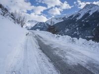 Switzerland Alps Mountain Road in Winter