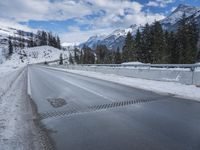 Snowy Mountain Road in Switzerland's Alps