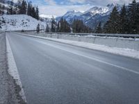 Snowy Mountain Road in Switzerland's Alps