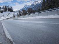 Snowy Mountain Road in Switzerland's Alps