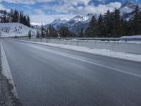 Snowy Mountain Road in Switzerland's Alps