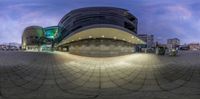 a photo taken with a fisheye lens of a building on a street side in sydney