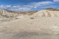 a red fire hydrant stands in an arid desert area with cliffs behind it,