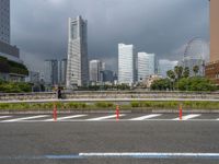 Tokyo City in Gloom: Office Buildings Amidst Grey Skies