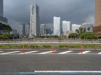 Tokyo City in Gloom: Office Buildings Amidst Grey Skies