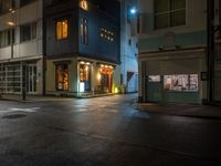 this is a shot of a restaurant at night with no one in it as if it is coming to the door