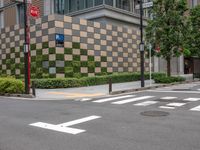 Tokyo City Road with Office Building and Crosswalk