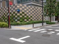 Tokyo City Road with Office Building and Crosswalk