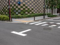 Tokyo City Road with Office Building and Crosswalk