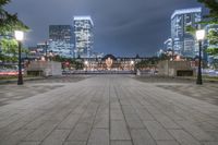 Tokyo Cityscape at Night: A View of Illuminated Buildings