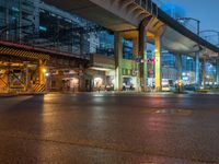 Tokyo, Japan: Night View of a Wet Road