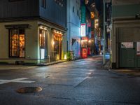 this is a shot of a restaurant at night with no one in it as if it is coming to the door