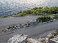 Top Down View of Coastal Road at Dawn in Mallorca, Spain